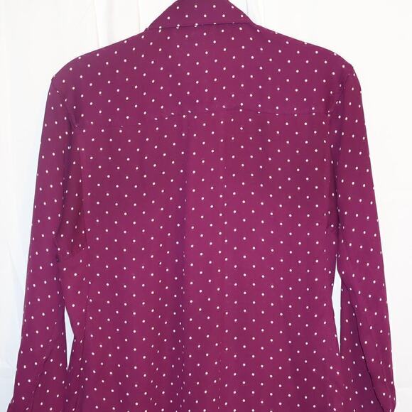 Stylus Button Up Blouse Women Size S Purple White Dot - Picture 11 of 16